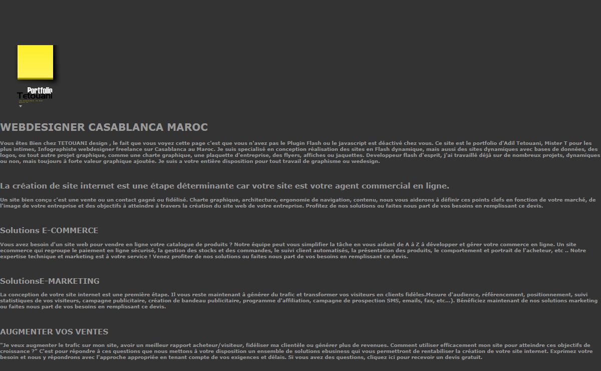 WEBDESIGNER FLASH TETOUANI - CREATION SITE INTERNET JEUX FLASH CD-ROM - DIRECTEUR ARTISTIQUE - CASABLANCA MAROC