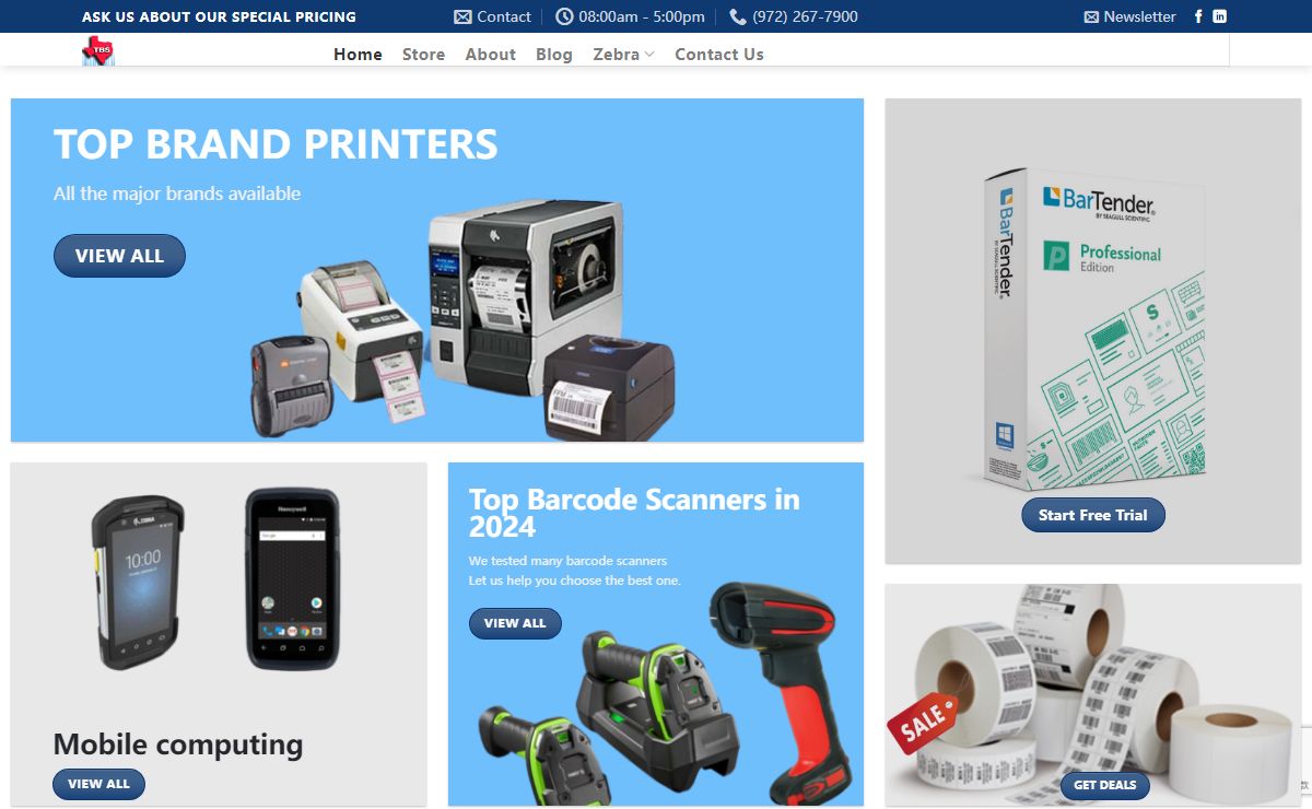 Vendor Shop - Texas Barcode Systems - Barcode Scanner and Label Printers provider in Dallas, Houston and surrounding areas