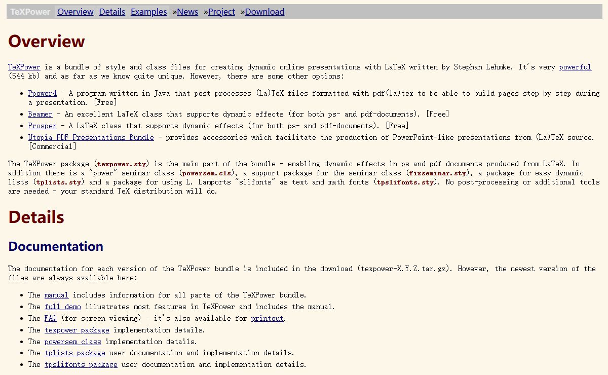 TeXPower - Dynamic Online Presentations with LaTeX