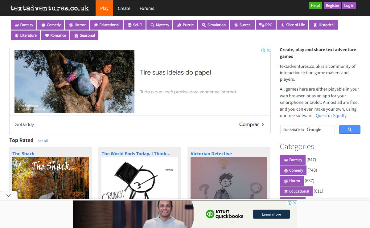textadventures.co.uk - Create and play text adventure games