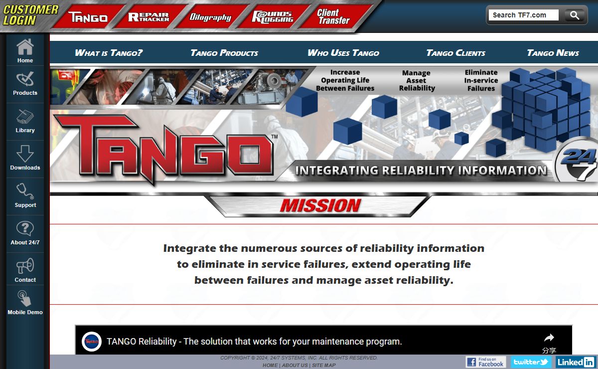 Tango™ Reliability Information Management - Home Page