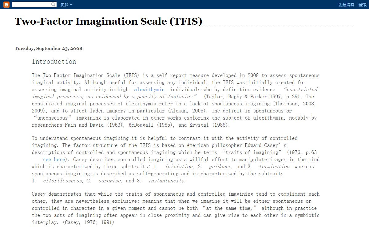Two-Factor Imagination Scale (TFIS)