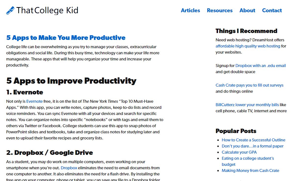 Resources, educational articles, study tips, recipes, and more for college students