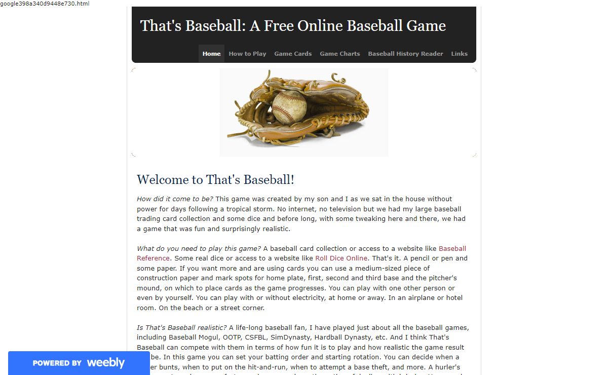 That's Baseball: A Free Online Baseball Game - Home