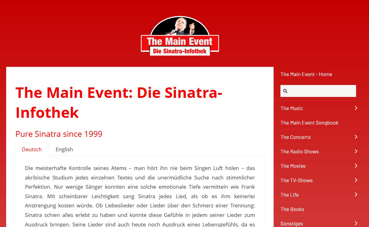 The Main Event: Die Frank Sinatra-Infothek seit 1999