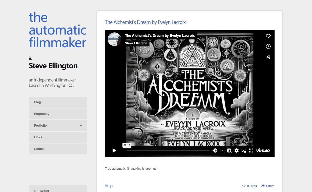the automatic filmmaker is Steve Ellington