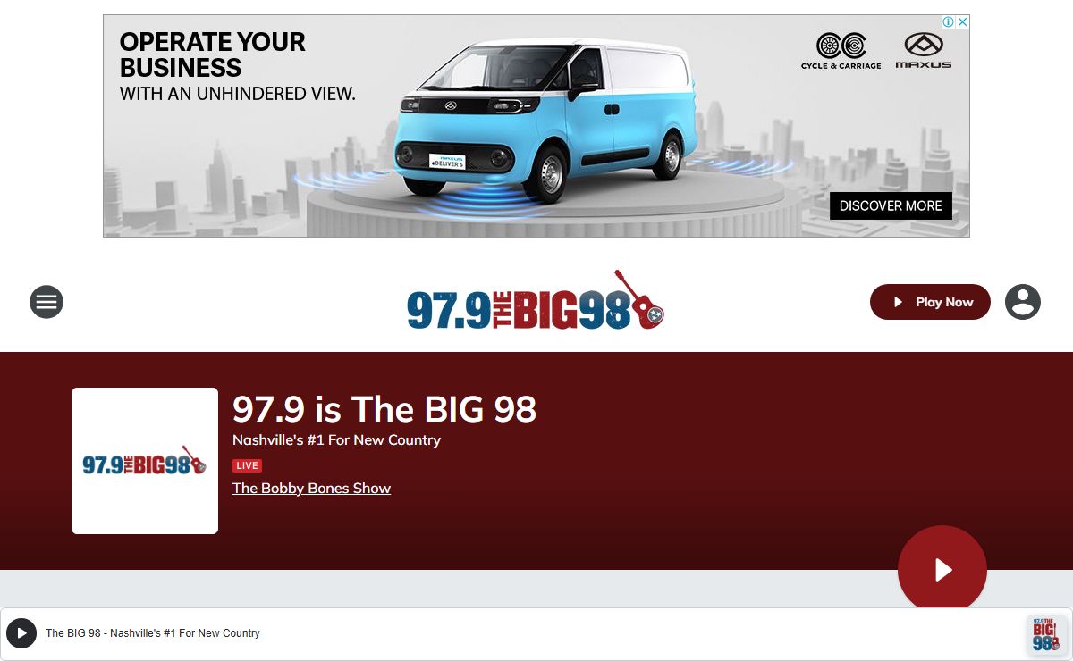 97.9 is The BIG 98 - Nashville's #1 For New Country
