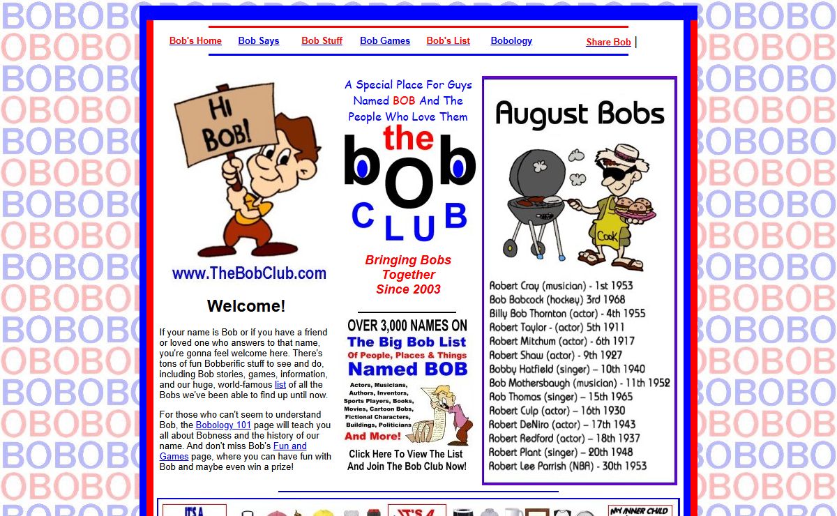 The Bob Club ~ A Club For Guys Named Bob And The People Who Know Them