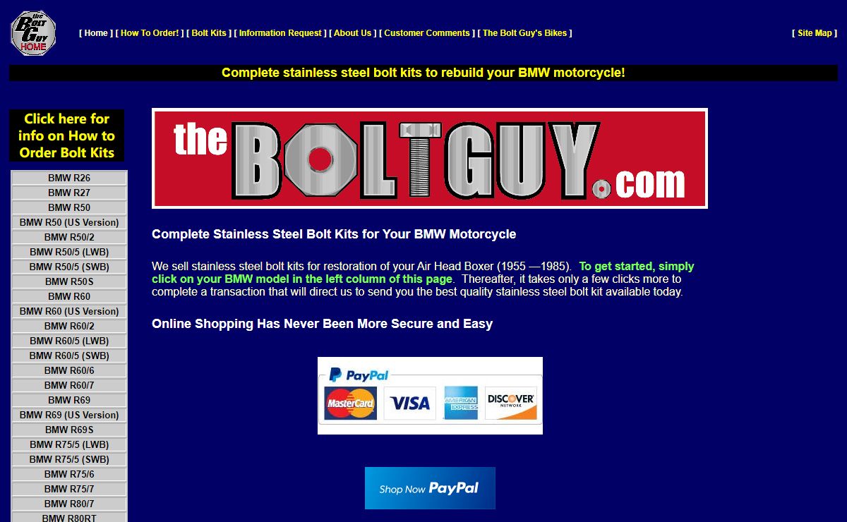The Bolt Guy Stainless Steel Bolt Kits for BMW Motorcycles