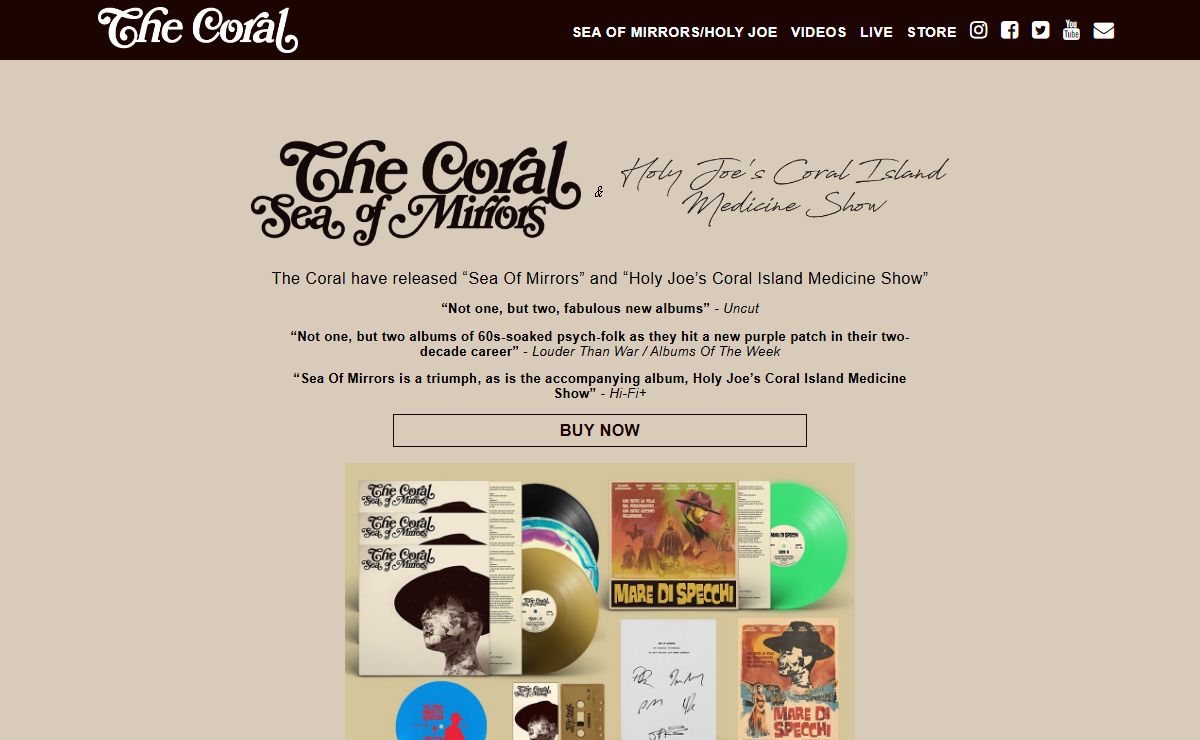 The official website for The Coral
