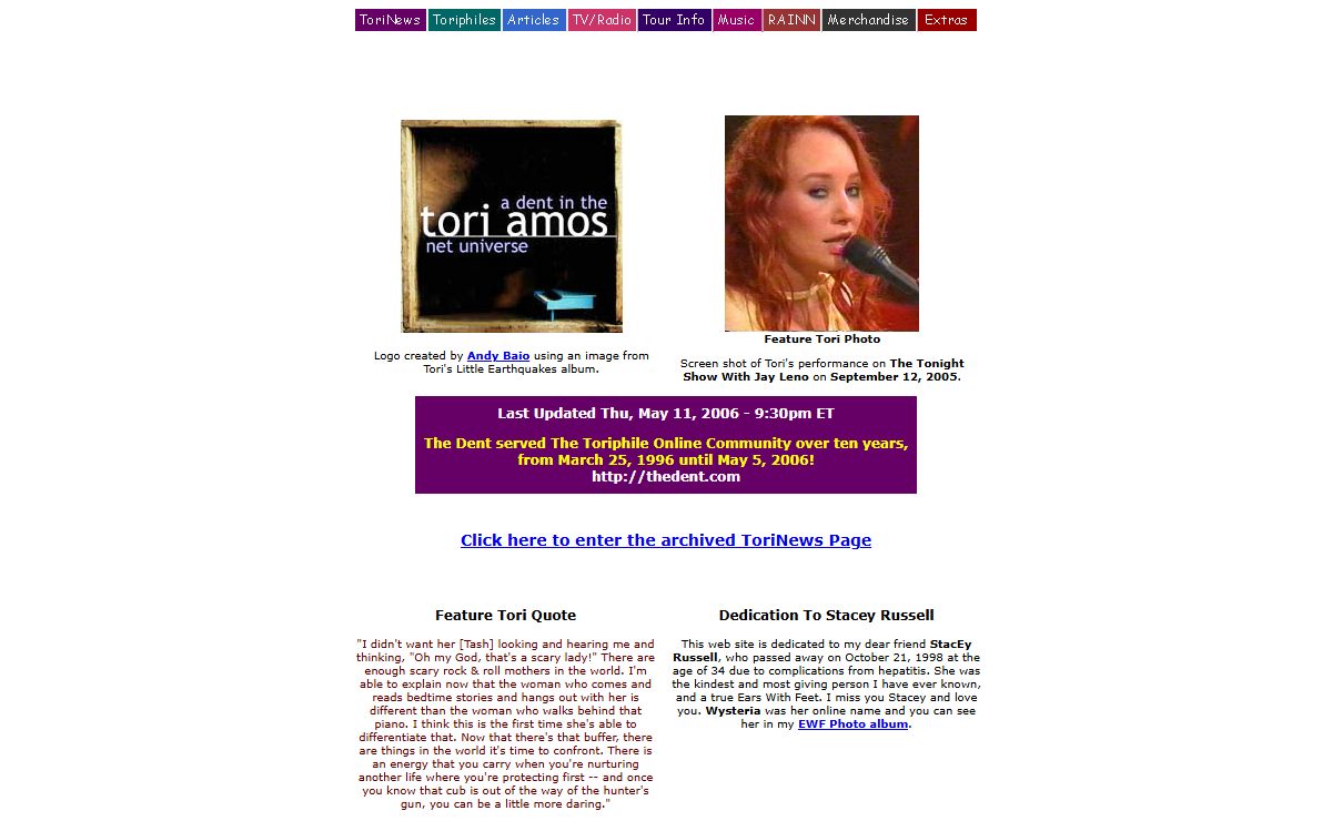 A Dent In The Tori Amos Net Universe
