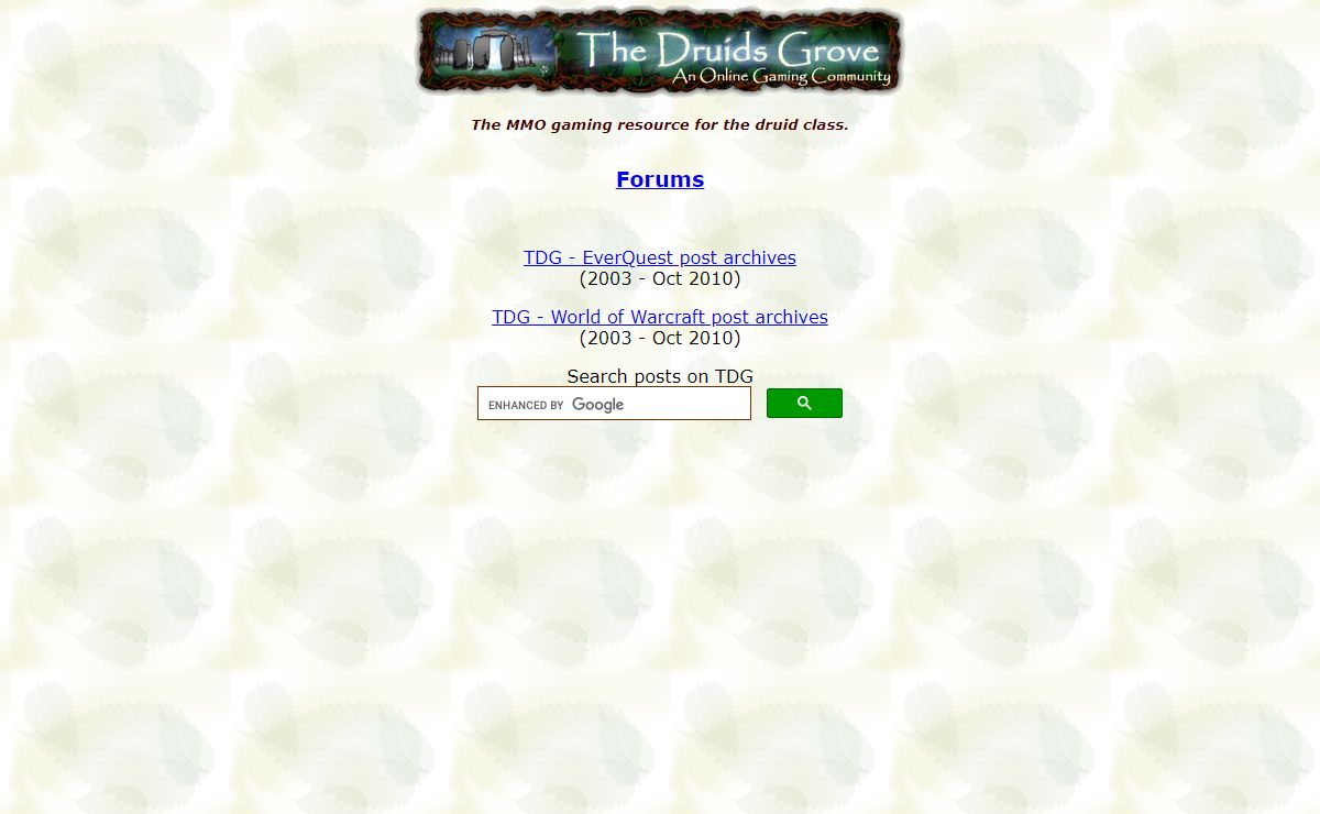 The Druids Grove - An Online Gaming Community