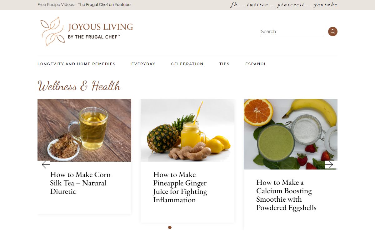 Joyous Living by The Frugal Chef