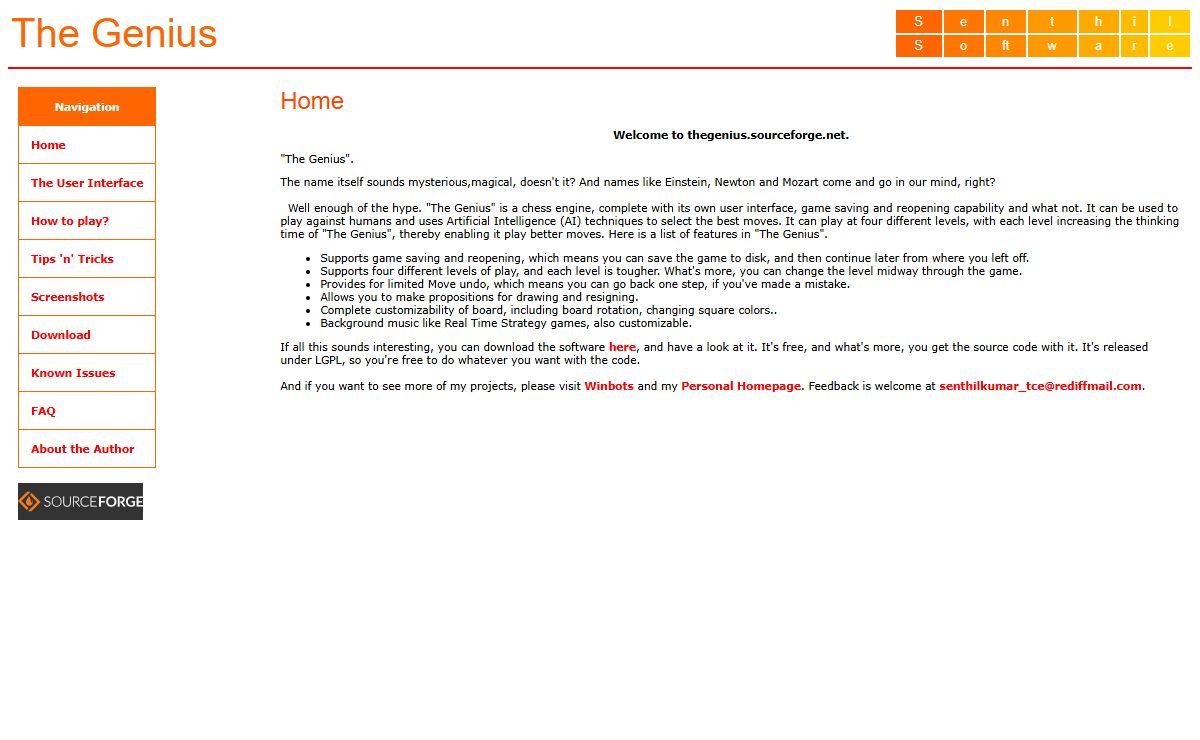 Homepage for The Genius
