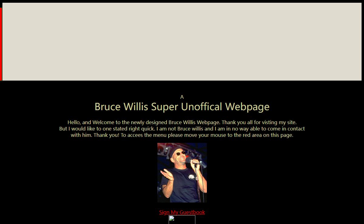 Bruce Willis Super Unoffical Hompepage