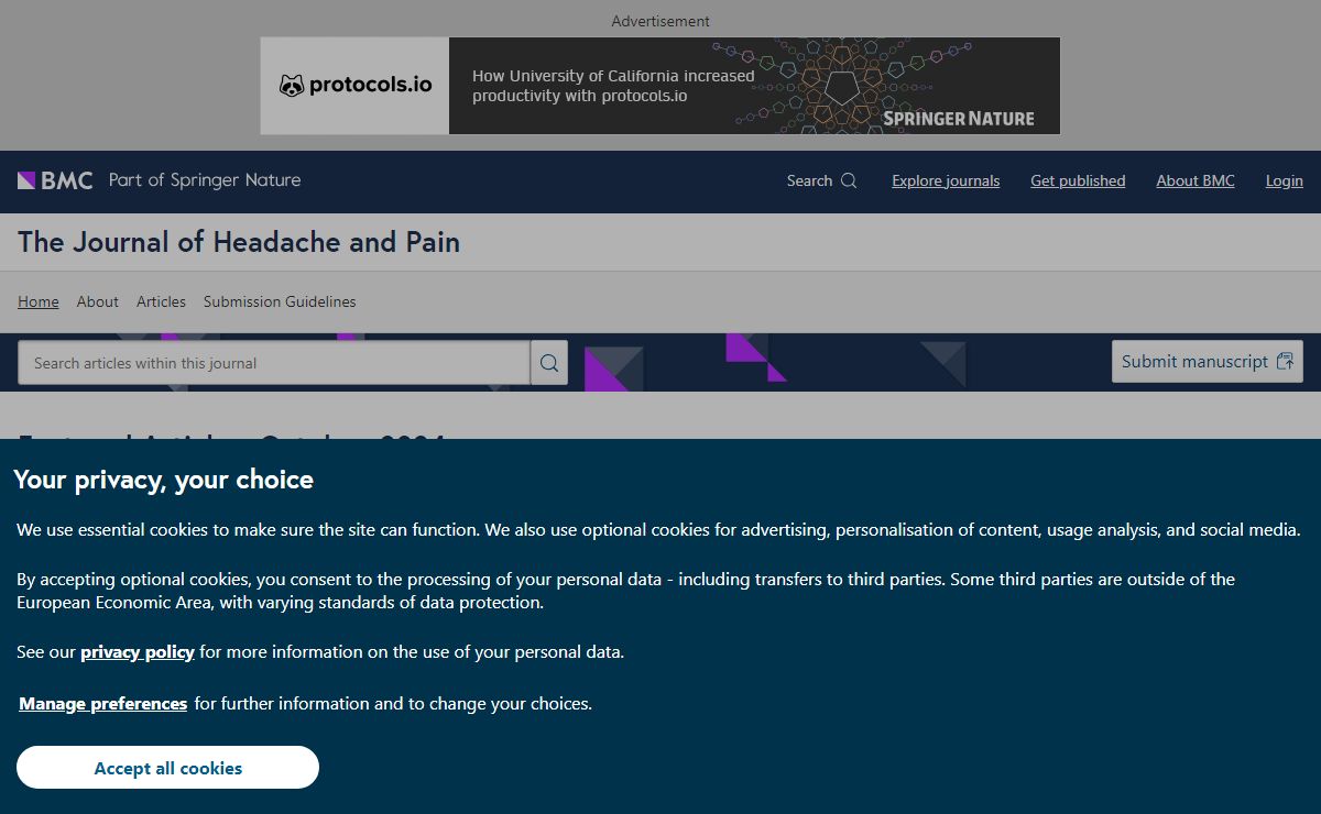 Home page | The Journal of Headache and Pain