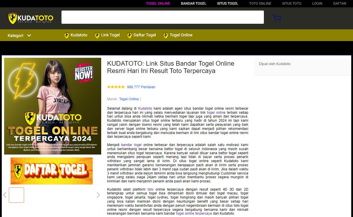 KUDATOTO: Link Situs Bandar Togel Online Resmi Hari Ini Result Toto Terpercaya