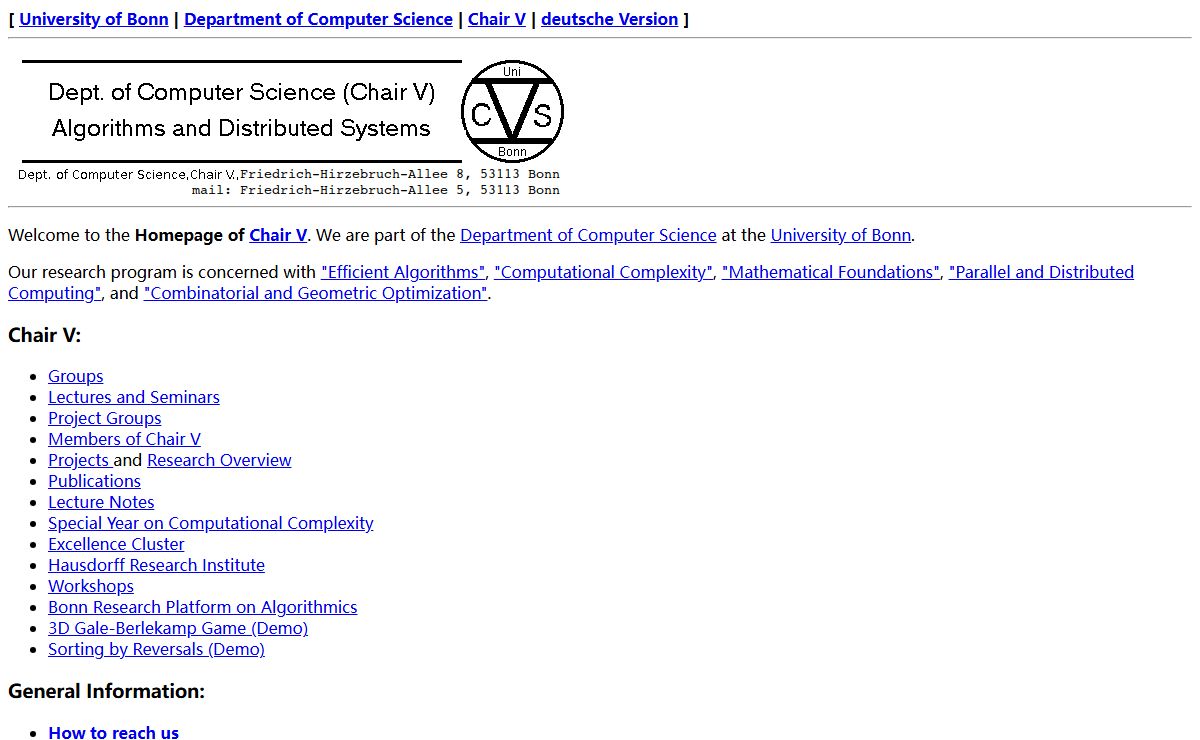 University of Bonn, CS Dept., Chair V: Homepage