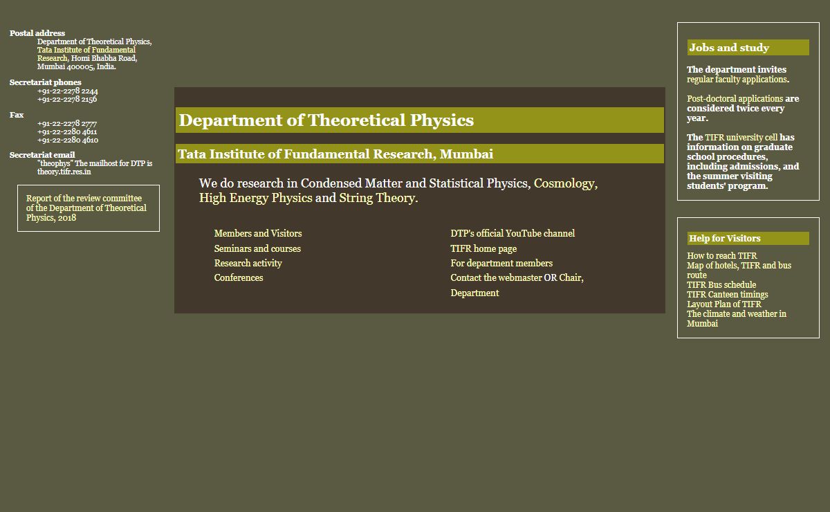 Theoretical Physics (TIFR) Home Page