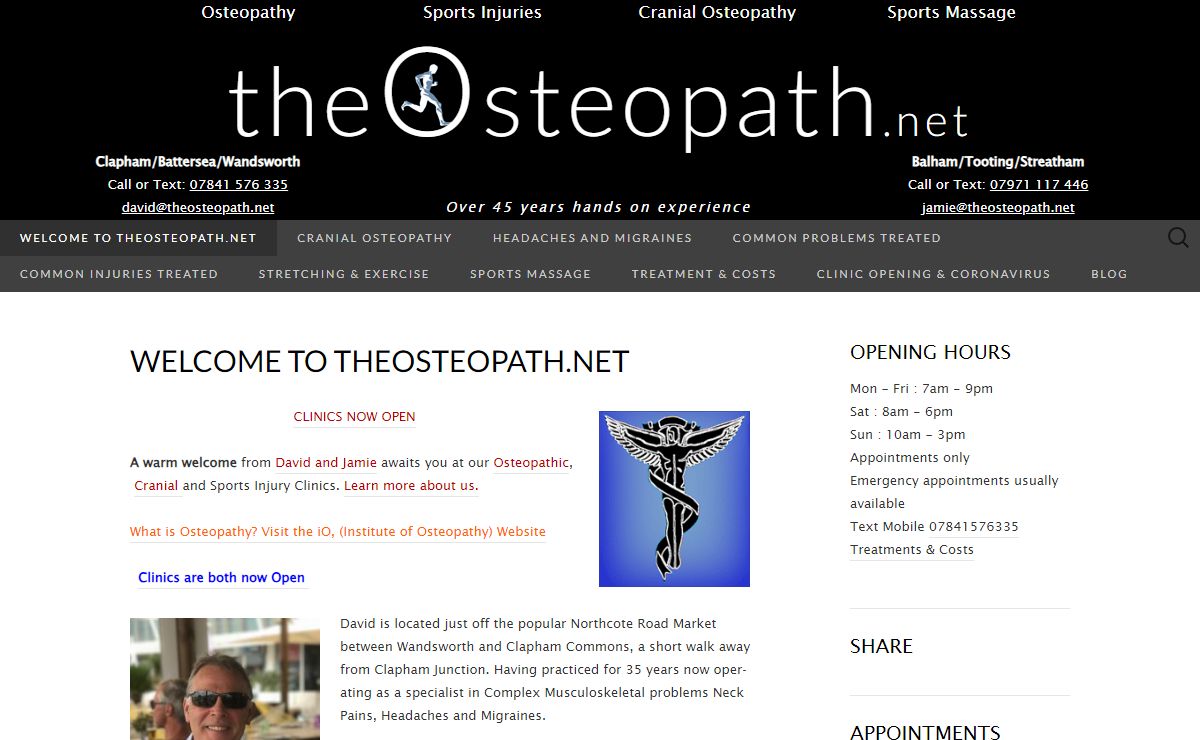 Osteopath & Sports Injury Clinic, Cranial Osteopathy in London for Adults, Babies & Children, London, Wandsworth, Battersea Clapham & Streatham