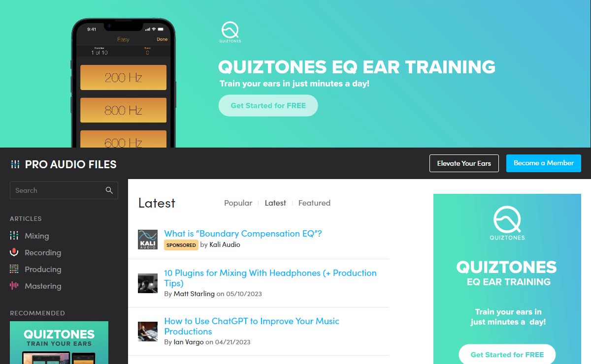 Pro Audio Files — Articles, Videos and Courses on mixing, recording, mastering and producing music.