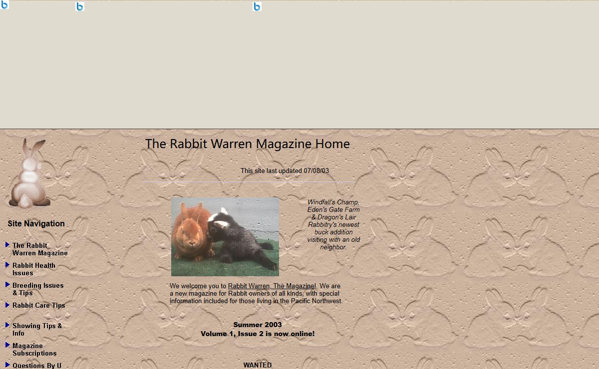 The Rabbit Warren Magazine Home