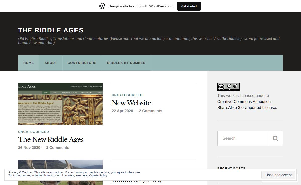 The Riddle Ages – Old English Riddles, Translations and Commentaries (Please note that we are no longer maintaining this website. Visit theriddleages.com for revised and brand new material!)