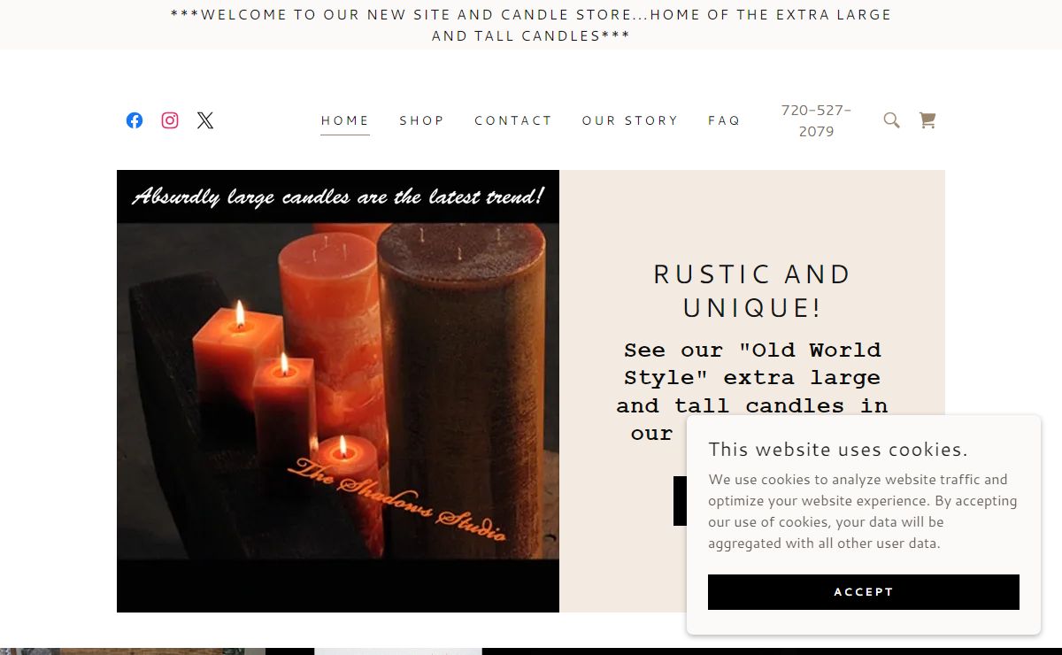 Extra Large and tall Candles at The Shadows Studio