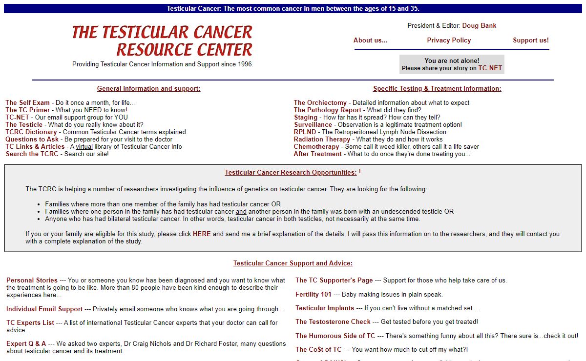 The Testicular Cancer Resource Center - Testicular Cancer Information for Everyone