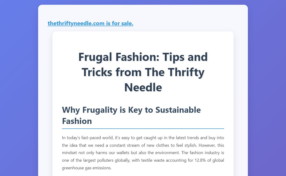 Frugal Fashion: Tips and Tricks from The Thrifty Needle