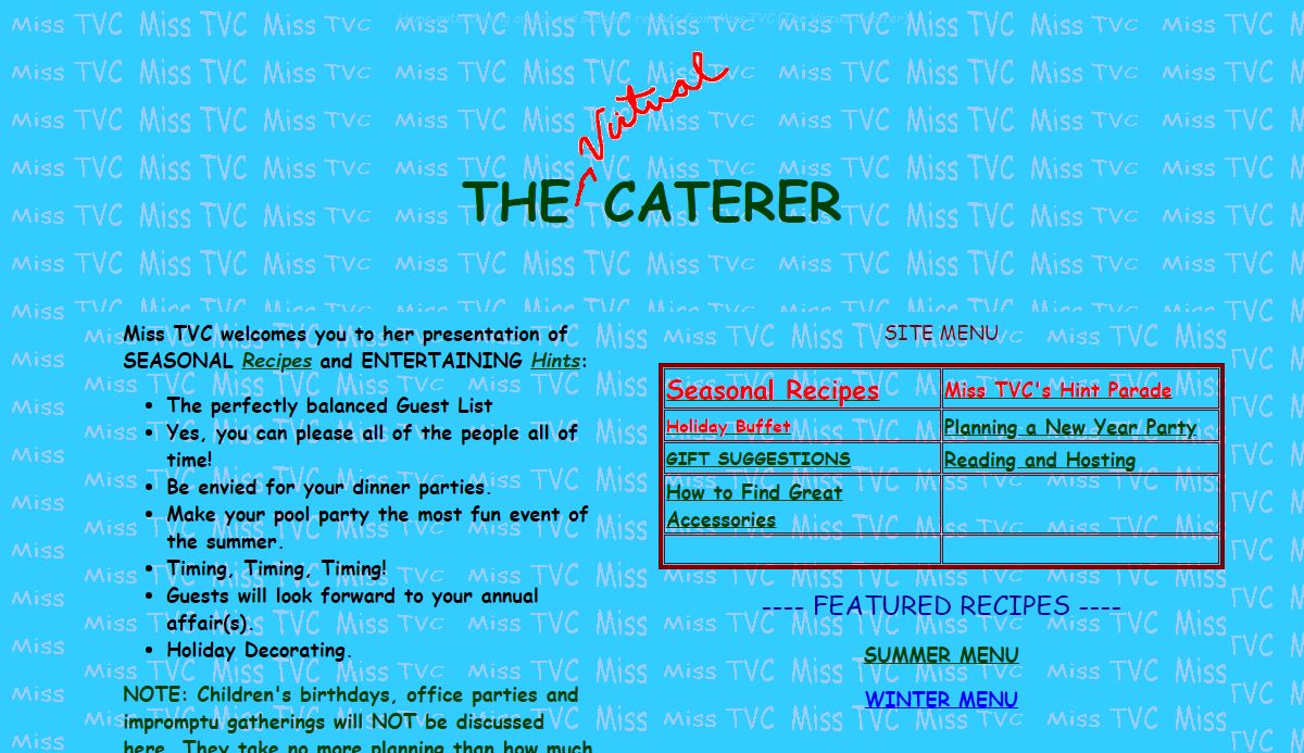 Home Entertaining Hints and Recipes from The Virtual Caterer -