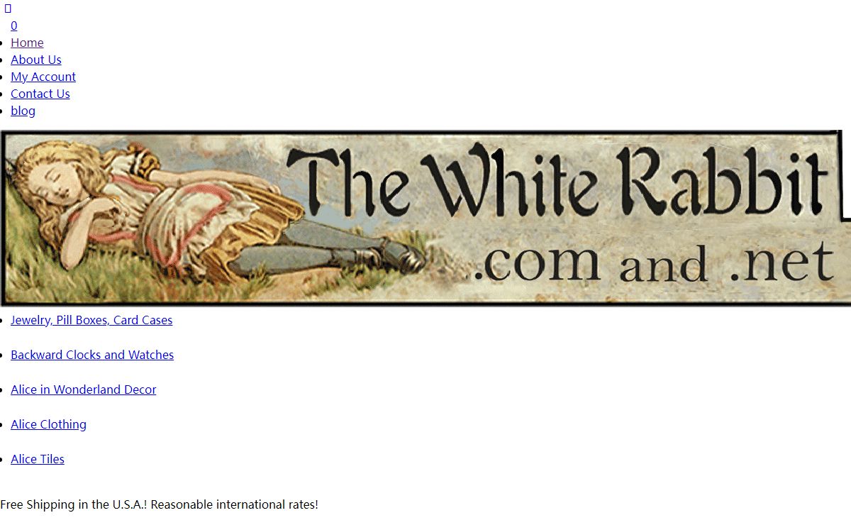 The White Rabbit brings backward clocks, backwards watches,Mad Hetter,Cheshire Cat,White Rabbit decor made in the U.S.A. since 1993