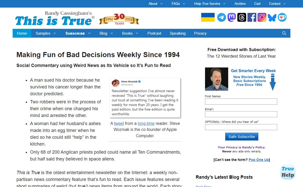 This is True – Thought-Provoking Entertainment Online Since 1994