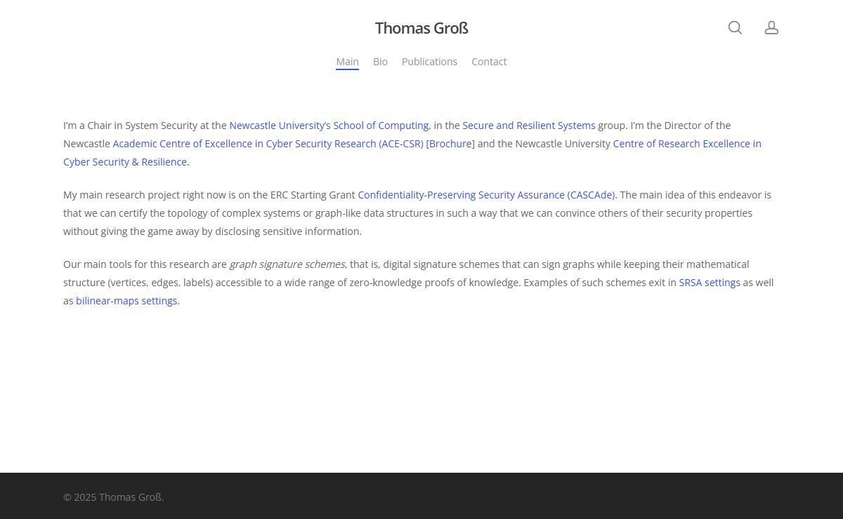 Thomas Groß – Research in Security and Privacy