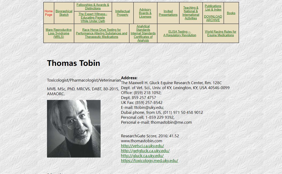 Thomas Tobin - Equine drugs and medications