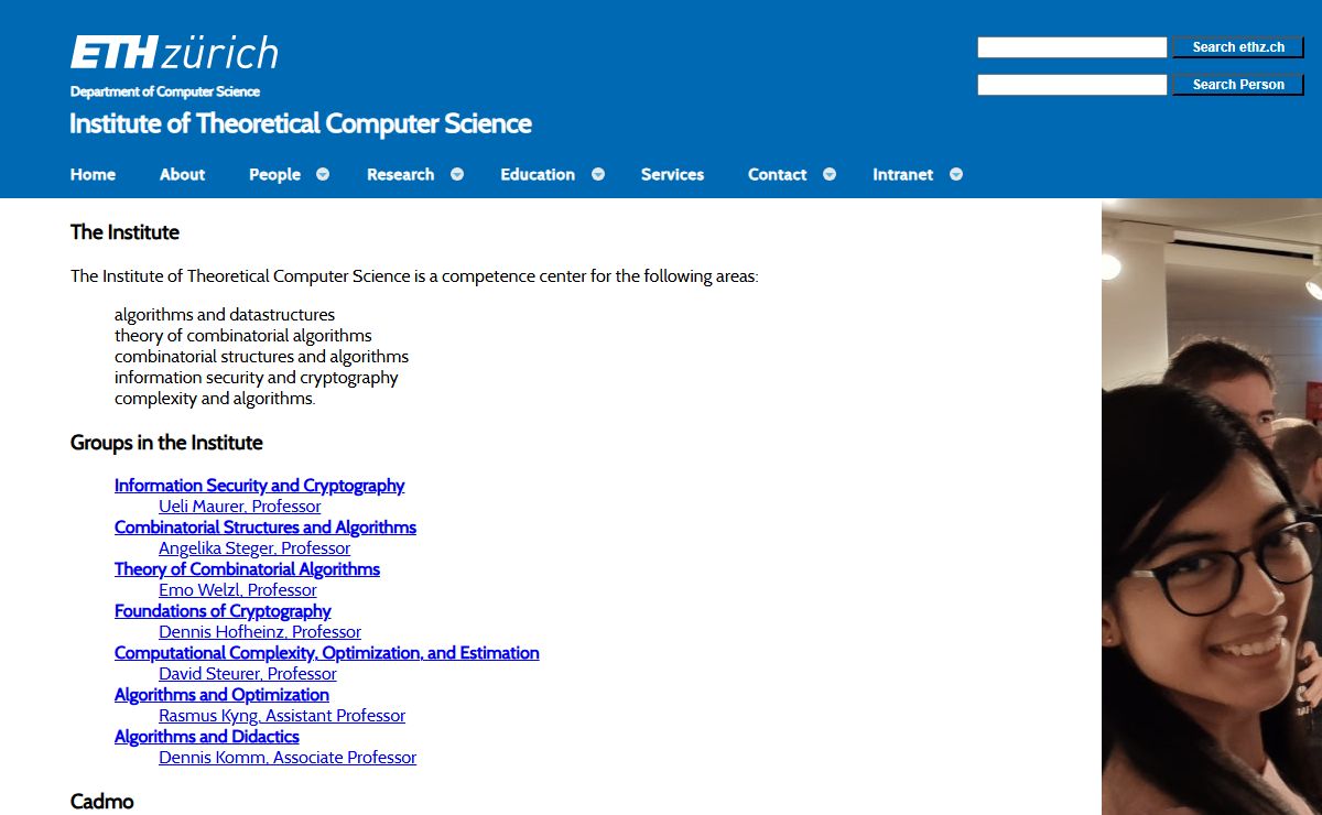 Institute of Theoretical Computer Science, Department of Computer Science, ETH Zürich