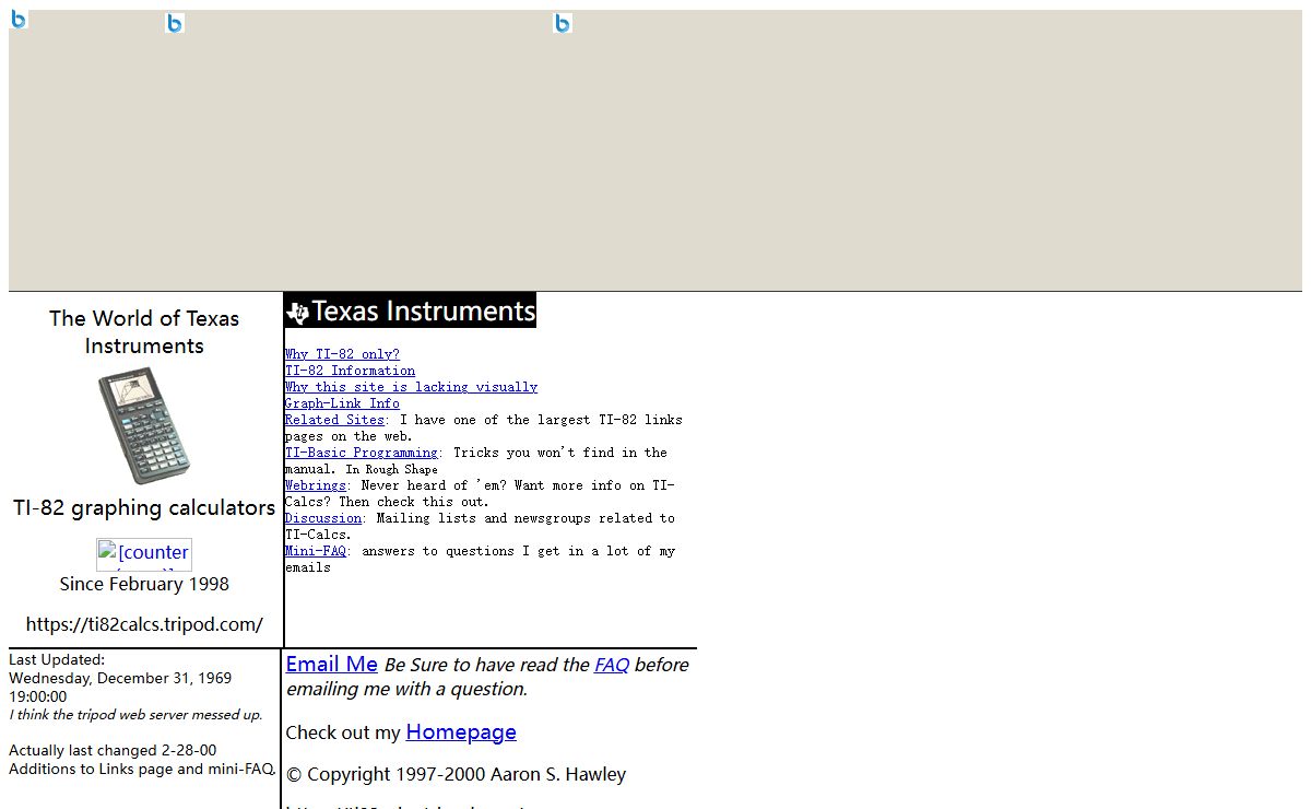 Aaron's Helpful TI-82 Site with Programs, Info, Links