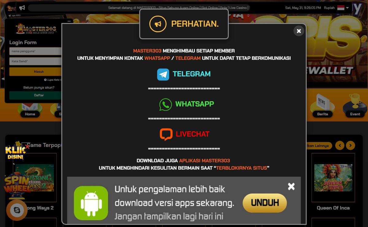 Master303 - Situs Slot Casino Sportsbook & Sabung Ayam Online