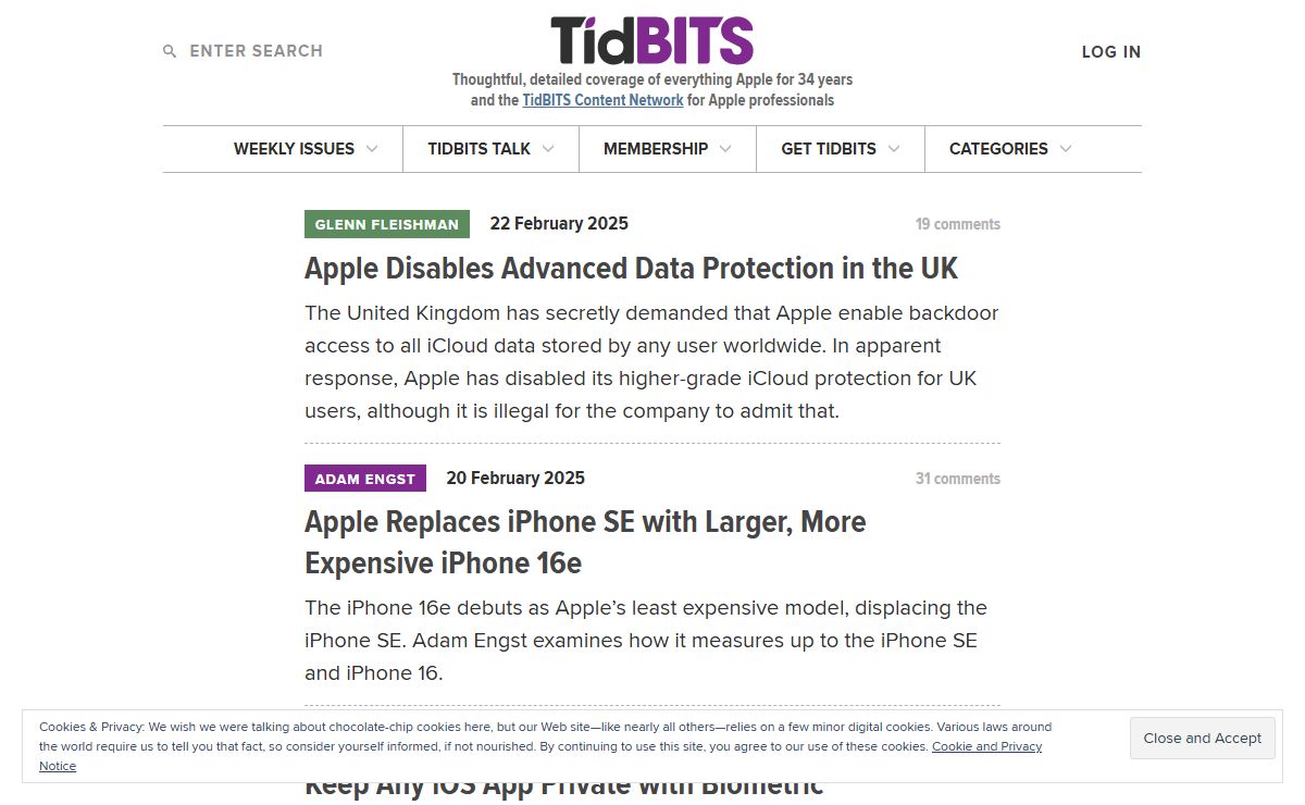 TidBITS - Thoughtful, detailed coverage of everything Apple for 34 years