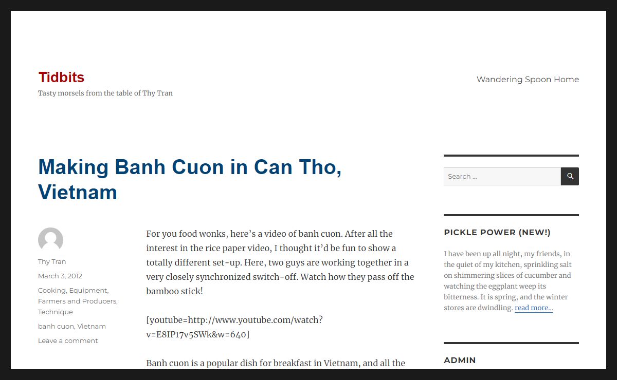Tidbits – Tasty morsels from the table of Thy Tran