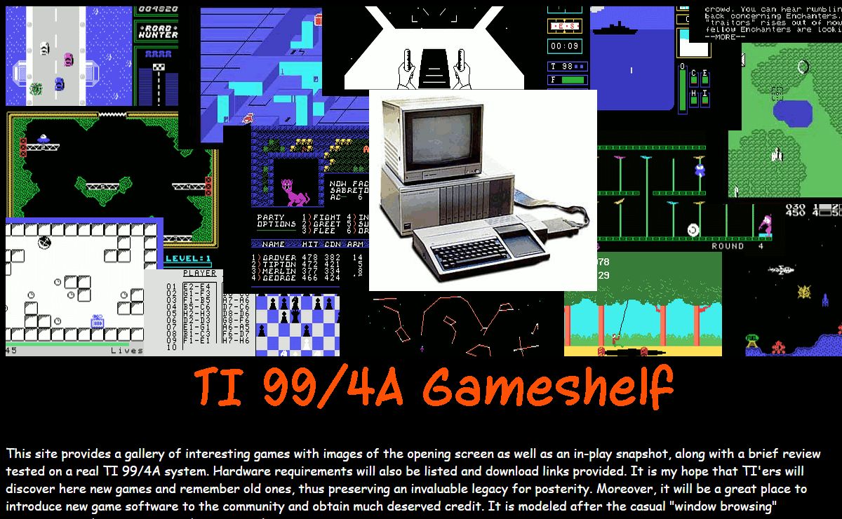 TI-99/4A Game Shelf