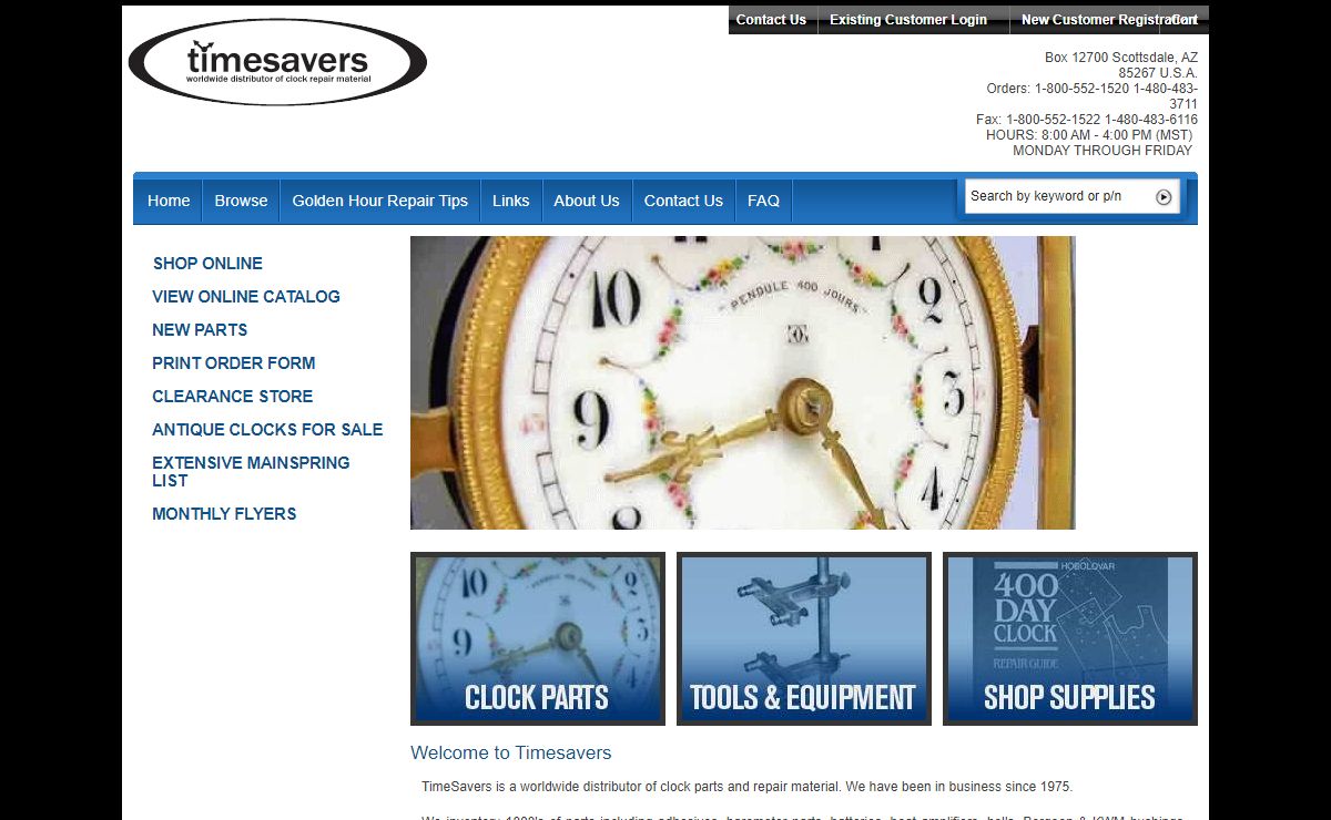 Welcome to TimeSavers | Worldwide distributor of clock parts and repair material