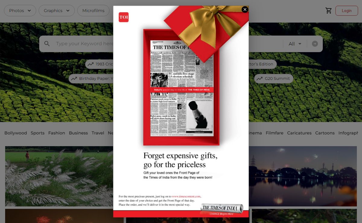 Buy Content (images,articles,microfilm) Syndication rights from The Times Group; India's Largest Media Group