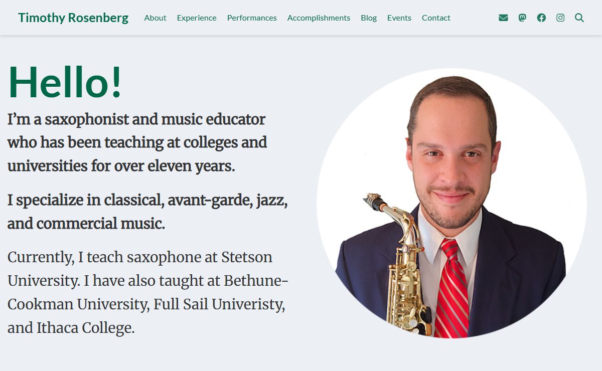 Timothy Rosenberg: Saxophonist & Teacher | Timothy Rosenberg