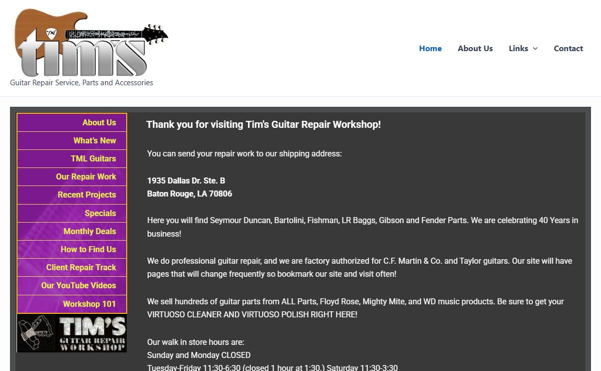 Tim's Guitar Repair Workshop - Authorized Dealer and Repair