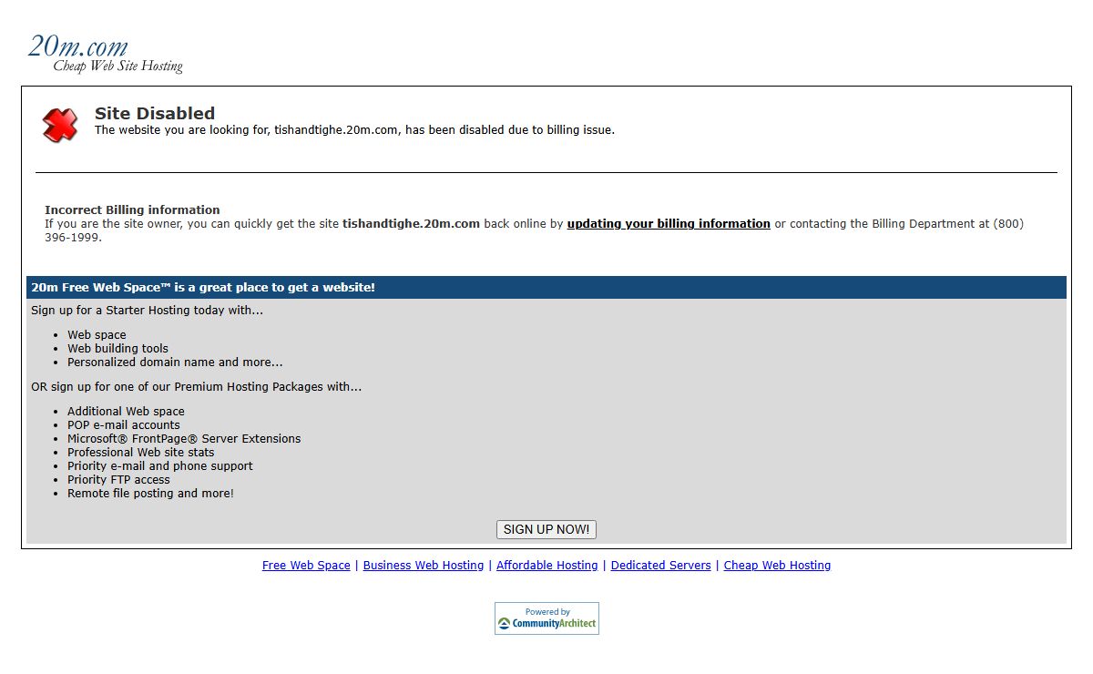 Site Disabled - 20m Free Web Space™