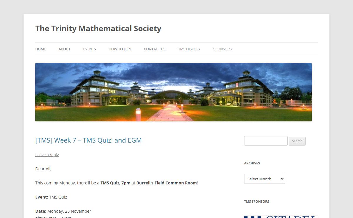 The Trinity Mathematical Society