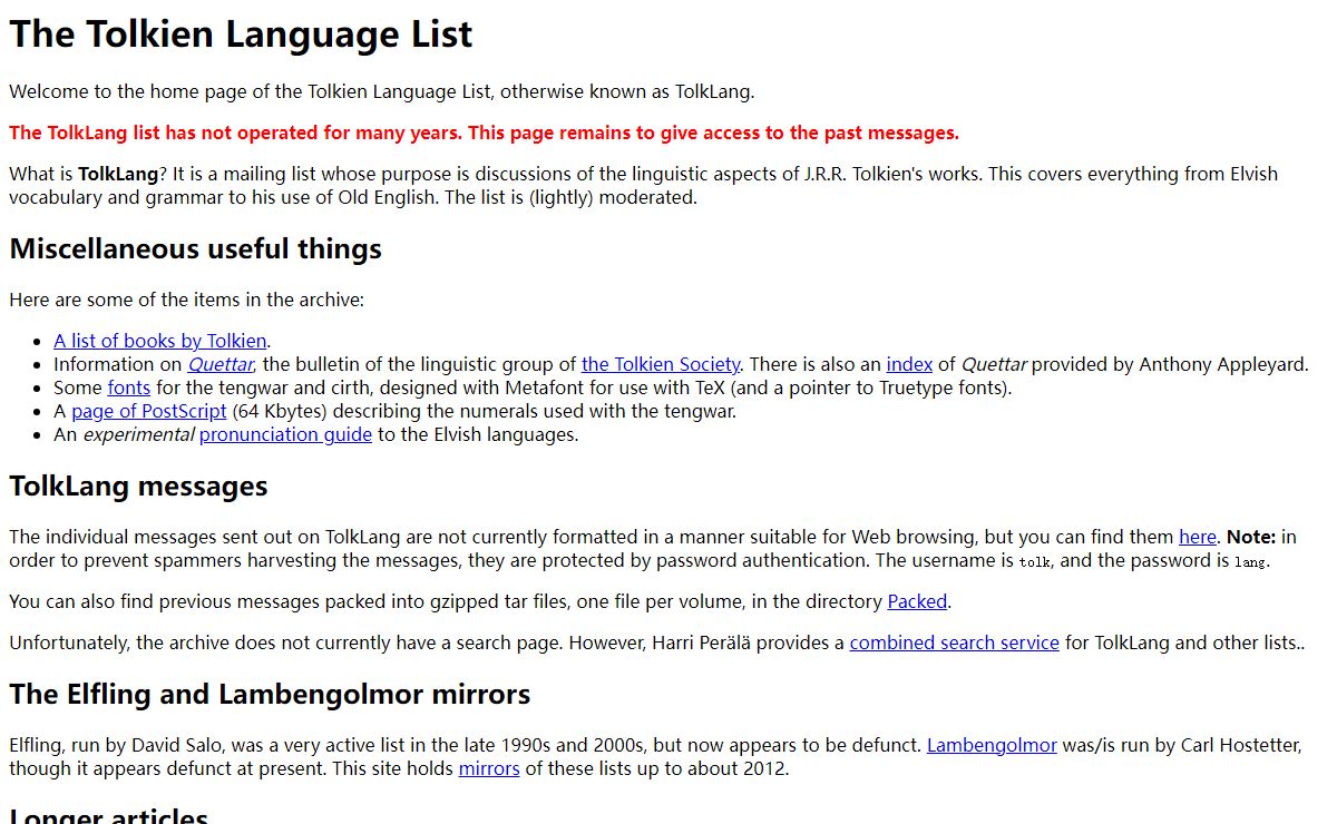 The Tolkien Language List (TolkLang)