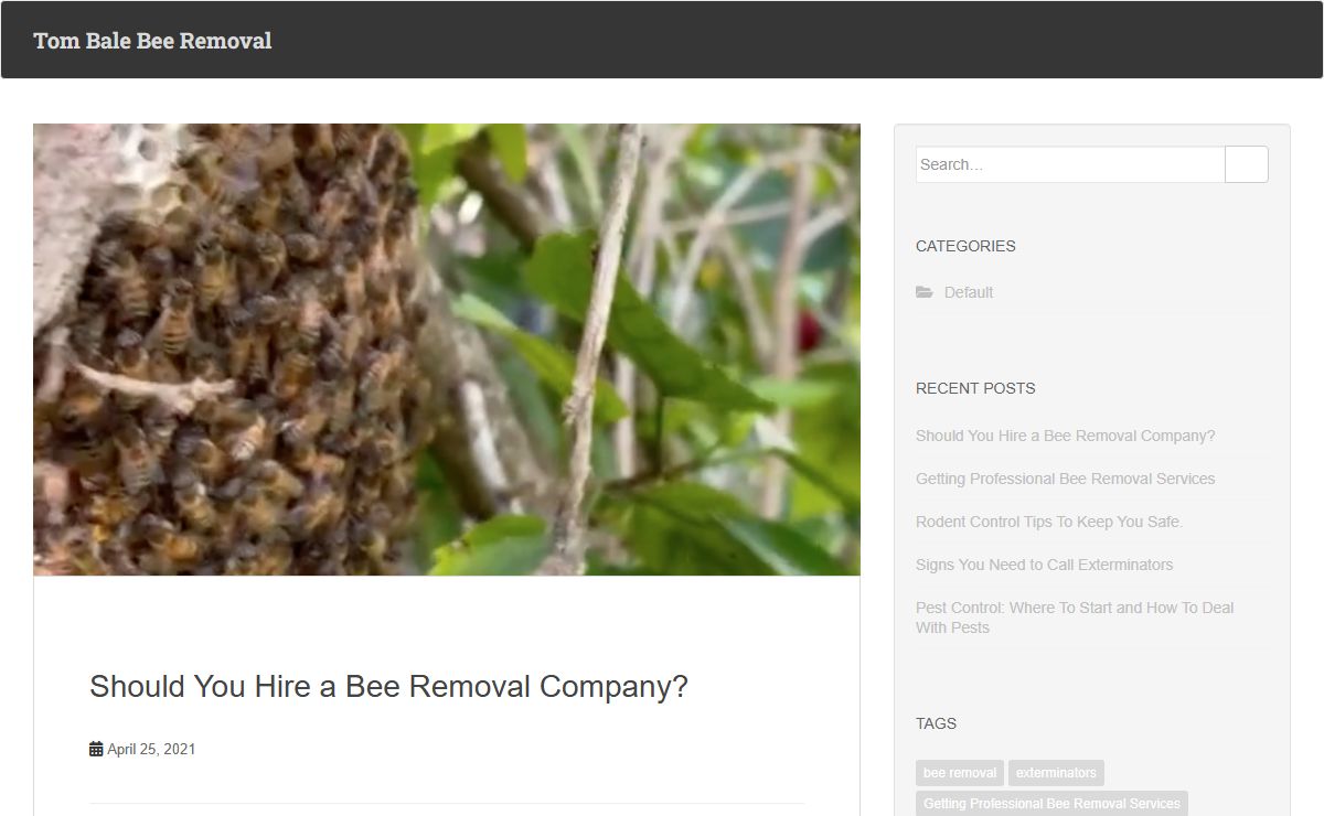 Tom Bale Bee Removal - Just another WordPress site