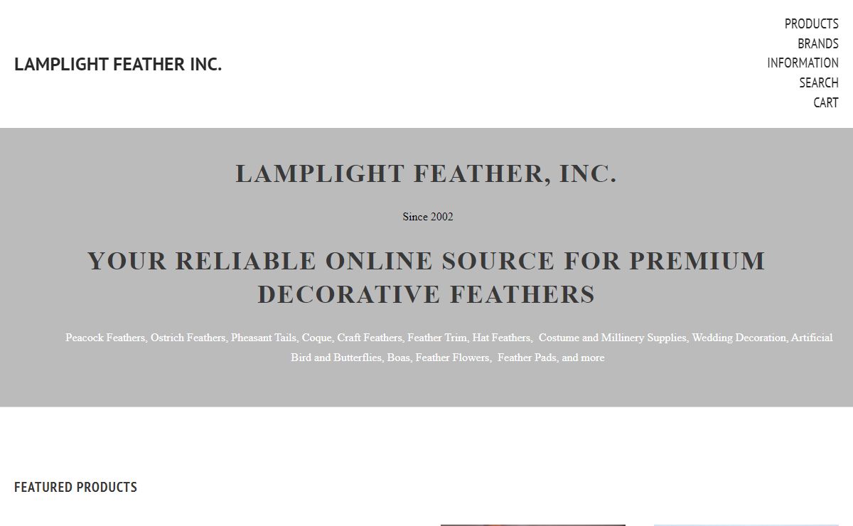 LAMPLIGHT FEATHER: Premium Decorative Feathers for sale.